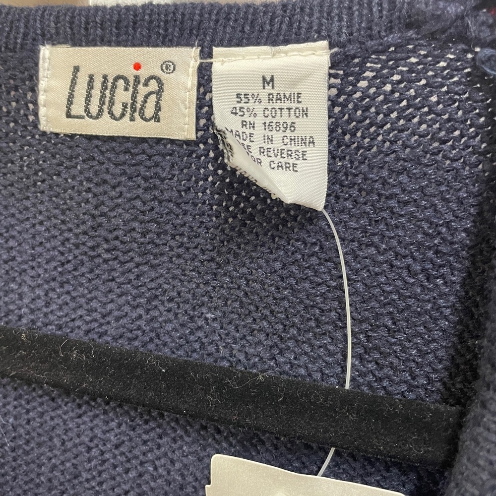 Lucia Floral Embroidered Vintage New Plaid Cottagecore Navy size M Sweater Vest - Picture 2 of 8